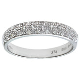 0.15ct Pave Set Round Diamond Half Eternity Ring in UK Hallmarked 9ct White Gold